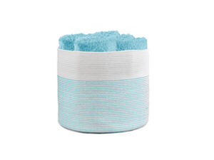 Set 4 lavette ZIG ZAG con cestino 30×30 DAUNEX Lavaggio: 40° Tessuto: lavetta 100% cotone in tinta unita, cestino in pvc Colori disponibili:  TURCHESE  - MANDARINO -LILLA - LIME