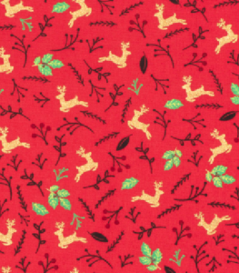 Tessuto 100% cotone, in fantasia natalizia con fondo versione rosso Composizione: 100% cotone Altezza: 140 cm Utilizzo: patchwork, handmade, arredo, accessori Ordinabile sia l’unità singola da cm 25 di lunghezza o quantità multiple.  Per un metro di tessuto basterà richiedere 4 unità. Prezzo al metro € 15,00