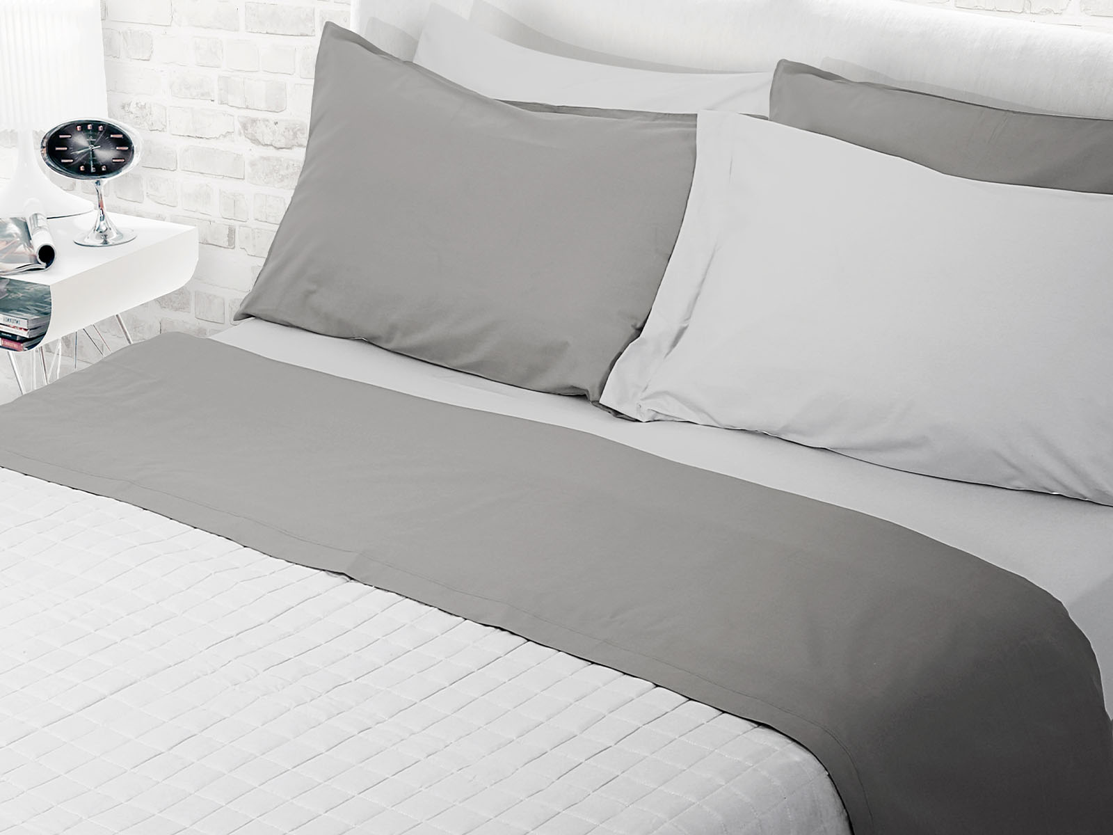 Completo Letto Singolo Bicolor No Stiro in 100% Cotone Daunex - immagine 2