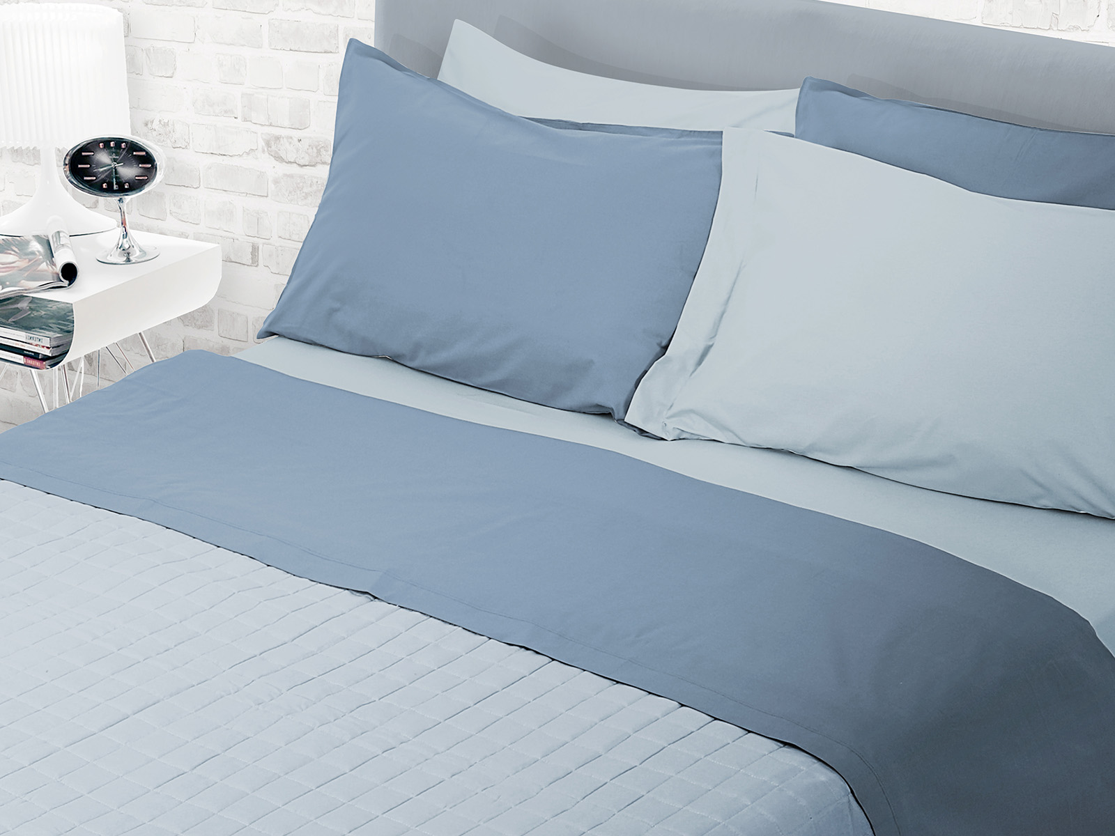 Completo Letto Singolo Bicolor No Stiro in 100% Cotone Daunex - immagine 4