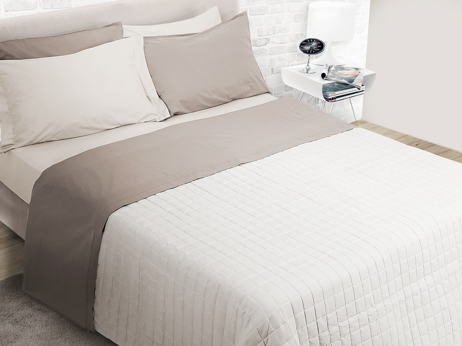 Completo Letto Singolo Bicolor No Stiro in 100% Cotone Daunex - immagine 5