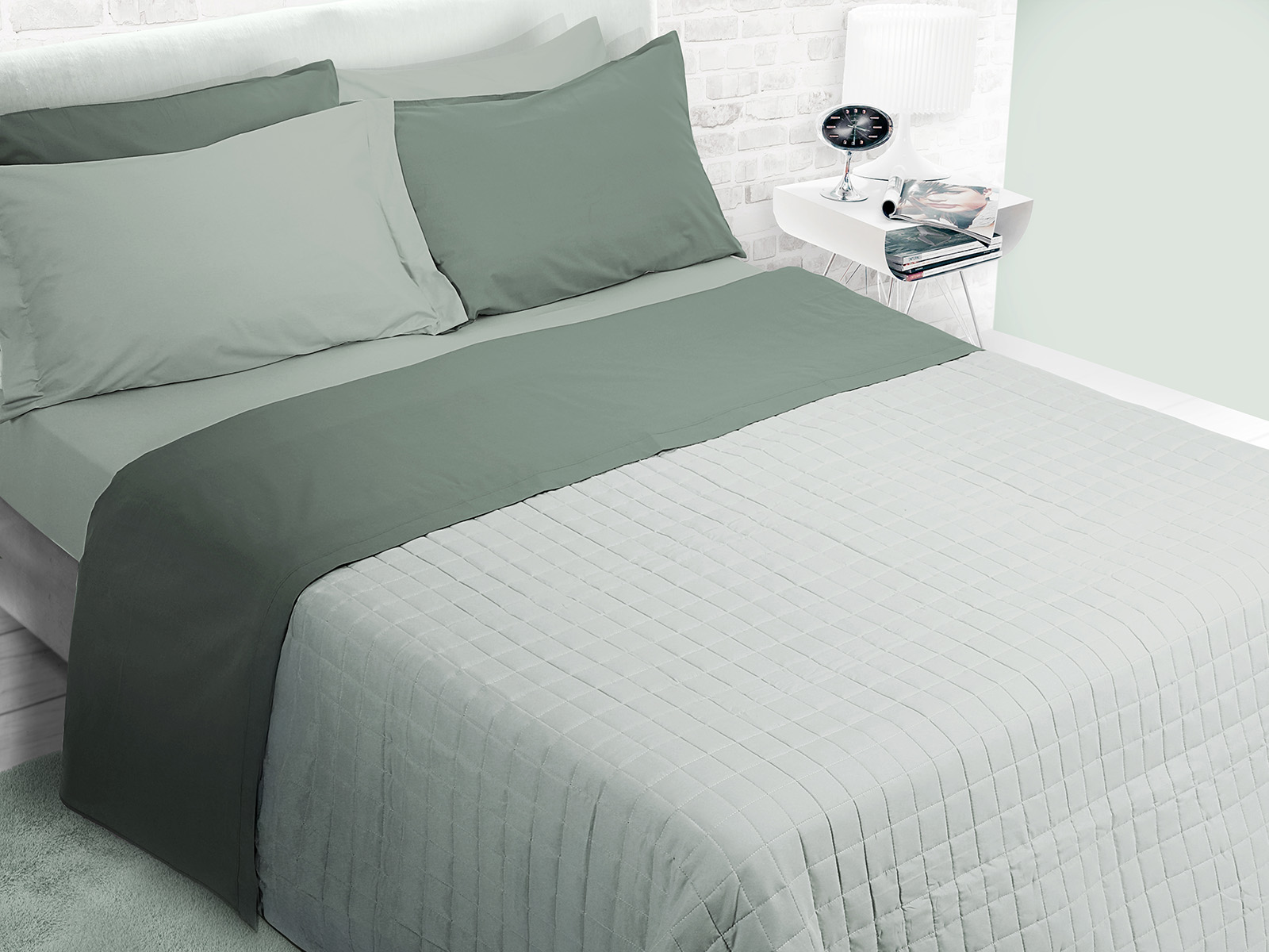 Completo Letto Singolo Bicolor No Stiro in 100% Cotone Daunex - immagine 7