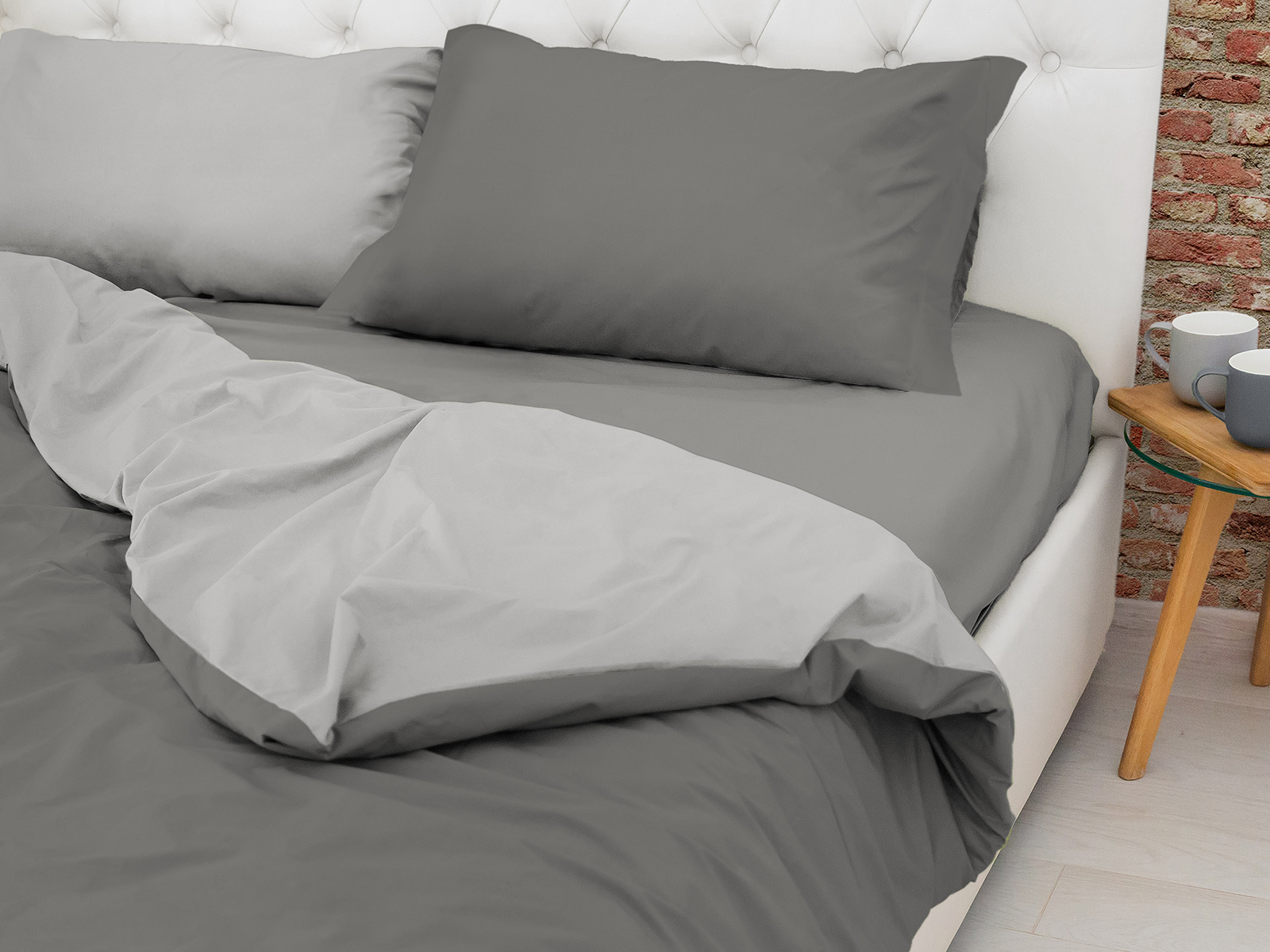 Copripiumino Matrimoniale Bicolor No Stiro in 100% Cotone Daunex - immagine 4