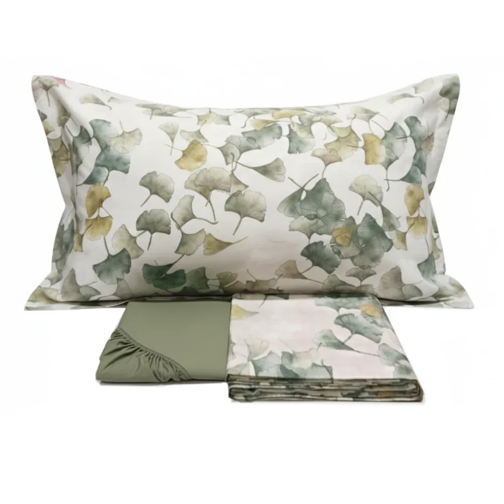 FAZZINI Completo Lenzuola in Flanella Di Cotone Fantasia - Ginkgo
