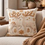 Cuscino in cotone stampa digitale bombato 45×45 con interno e cerniera Disegno: BIANCO NATALE
